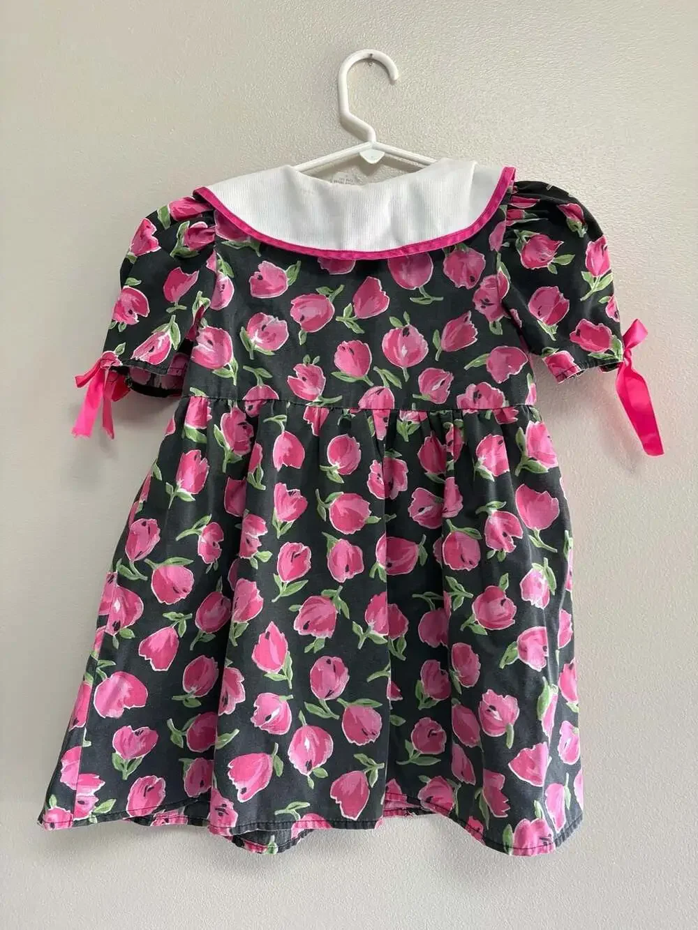 Vintage Lovey Bear Floral Peter Pan Collar Dress